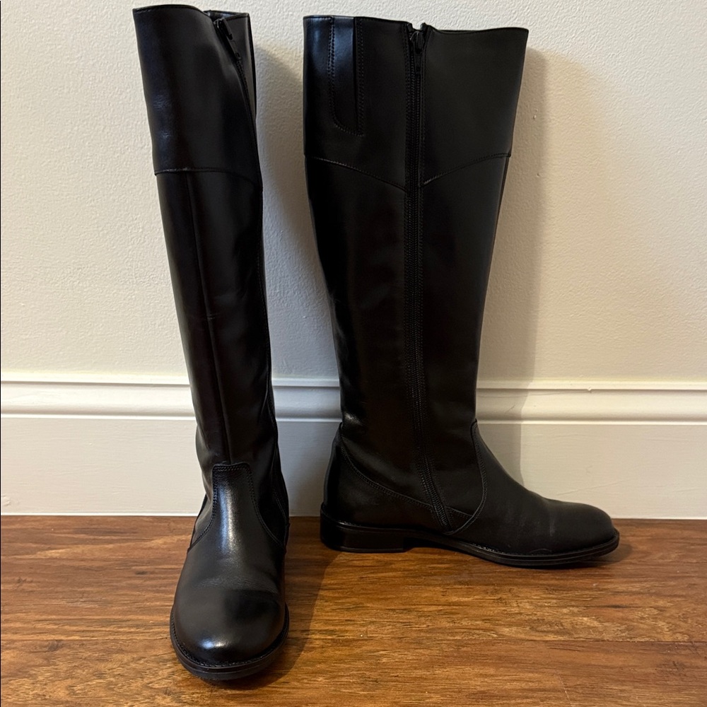 Italian Shoe Makers Black Knee-High Leather Boots